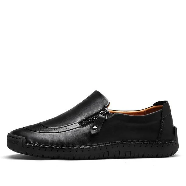 Men's Comfortable Casual Loafers Split Leather Flats Moccasins Shoes