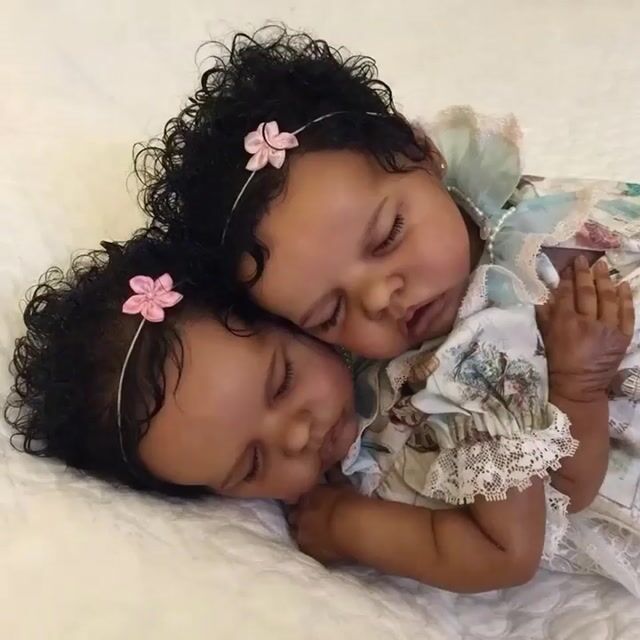 [Black Twins Sister] 12'' Real Lifelike Black Twins Atalanta and Celina African American Weighted Soft Reborn Baby Girls
