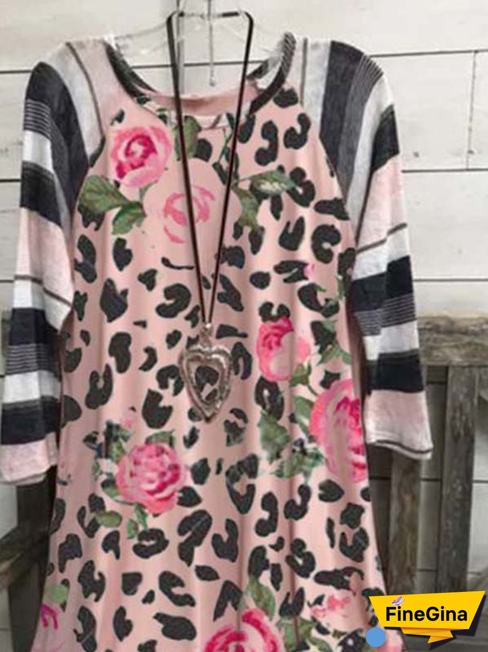 Crew Neck Long Sleeve Cotton-Blend Floral-Print T-shirt