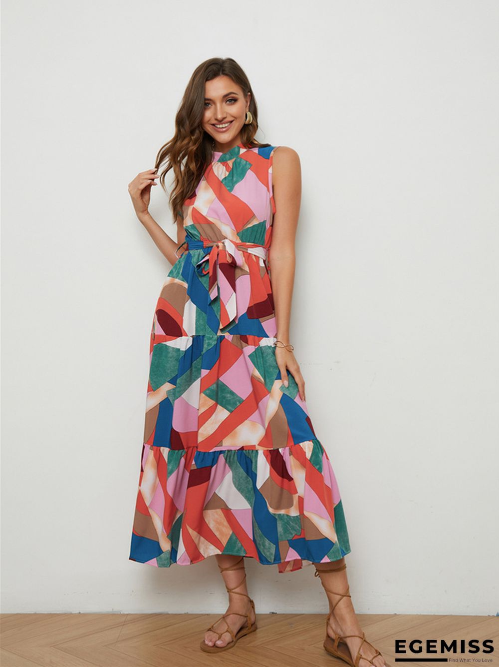 Explosions Sleeveless Lace-up Holiday Style Dress In Summer | EGEMISS