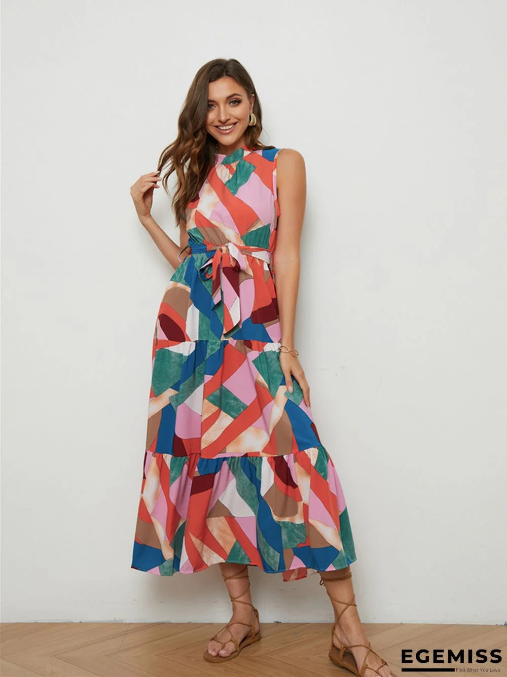 Explosions Sleeveless Lace-up Holiday Style Dress In Summer | EGEMISS