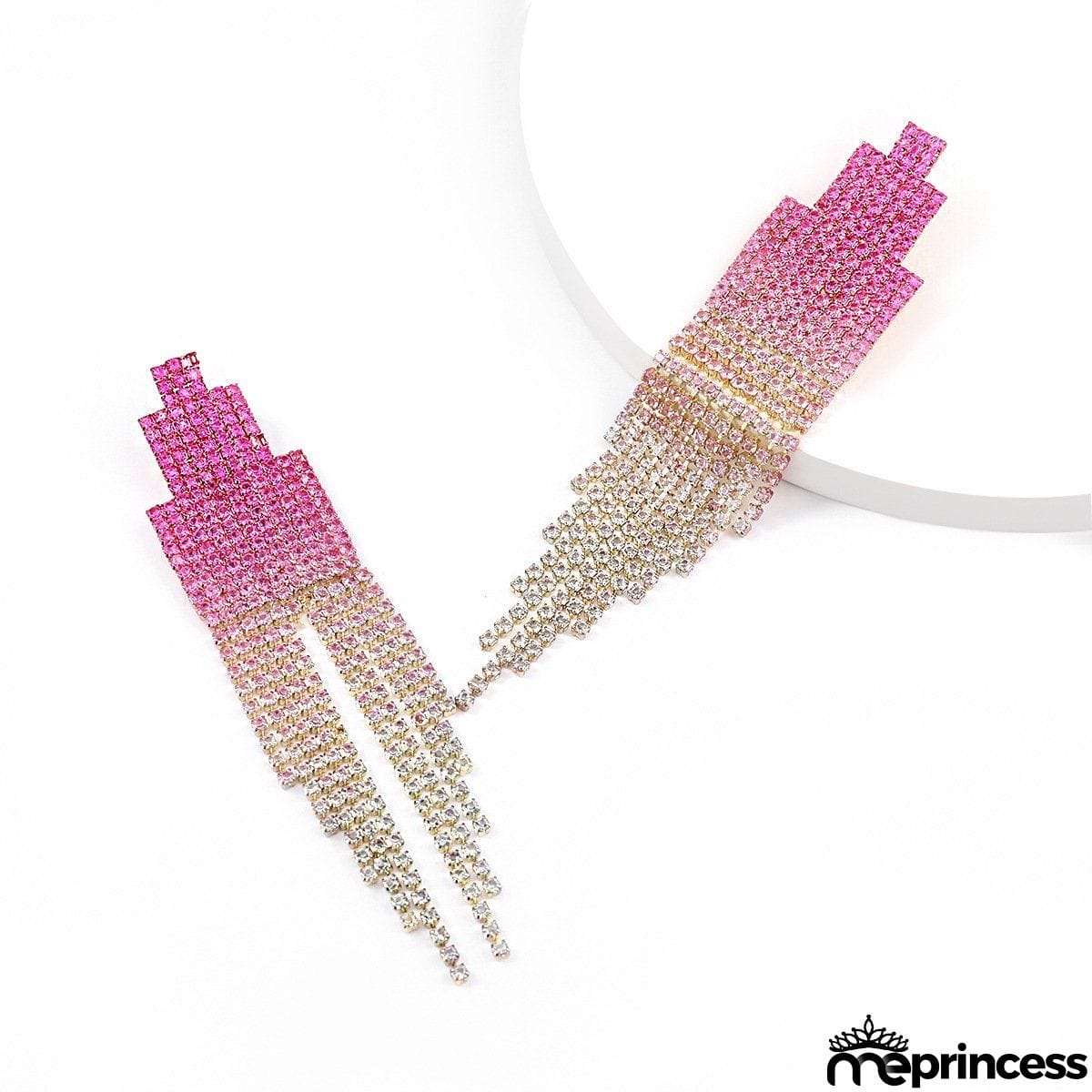 Pattern gradient color rhinestone earings