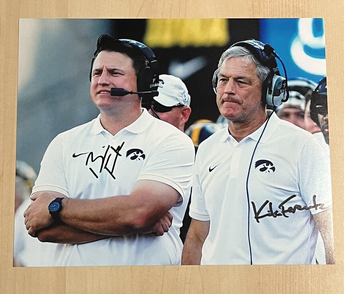 BRIAN FERENTZ & KIRK FERENTZ HAND SIGNED 8x10 Photo Poster painting IOWA HAWKEYES FOOTBALL COA