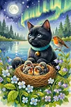 Luxury AB Velvet Diamond Painting Kit - Cat and Bird