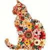 Floral Cat Bead Embroidery Kit Pre-Printed Bead Cross stitch