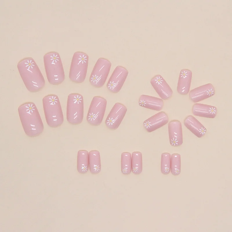 Churchf Churchf Sunflower Long Fashion European Square Nail Pink Tender Girl Wind Wearable Nail Patch