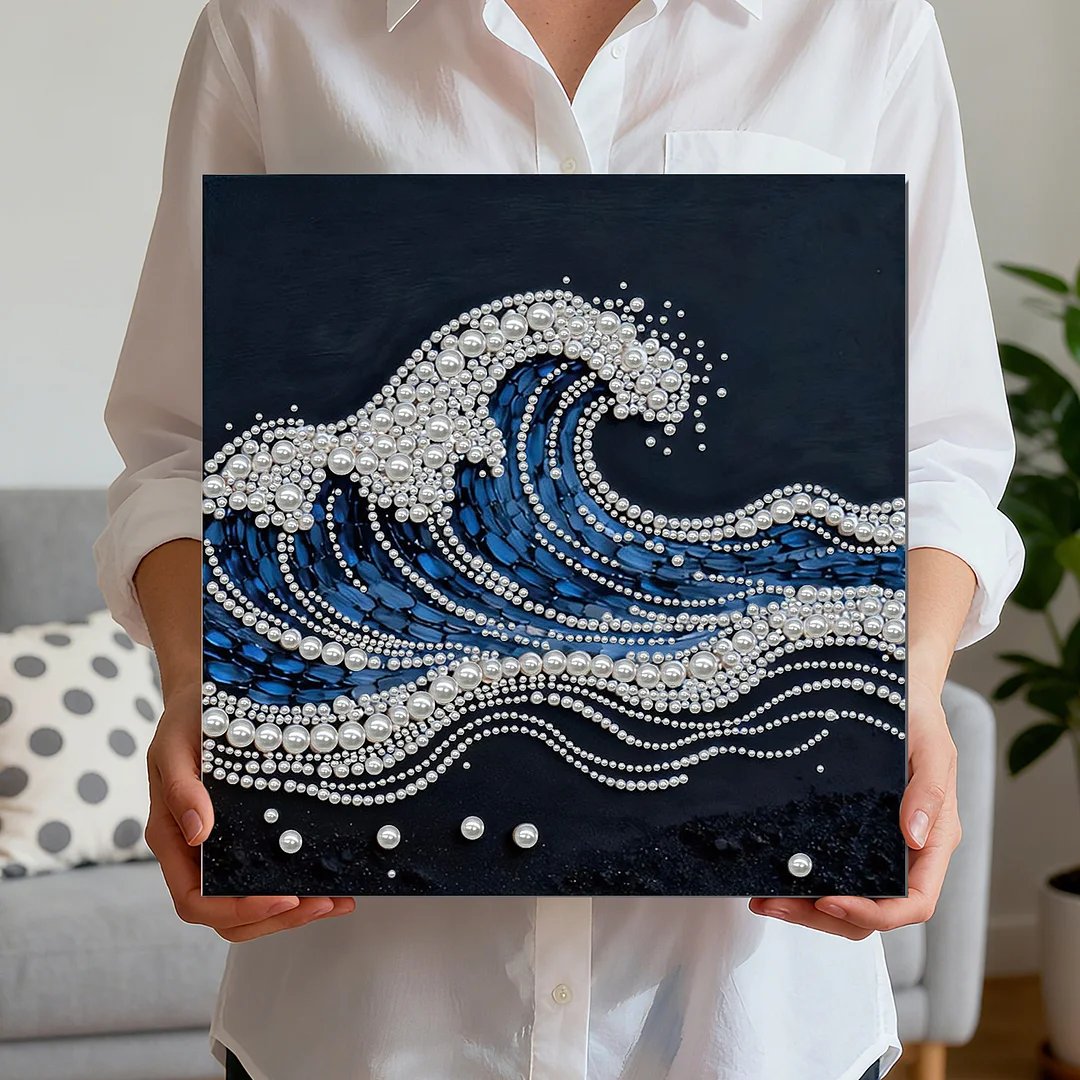Waves DIY Pearl Art Diamond Painting With Frame 30x30cm for Adults Home Decor