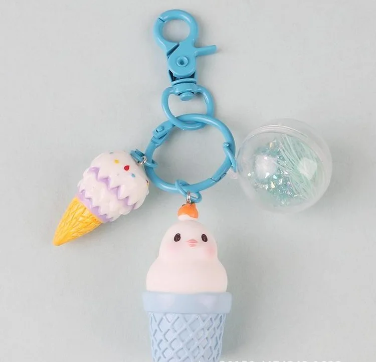 Candy-colored Chicken Ice Cream Keychain