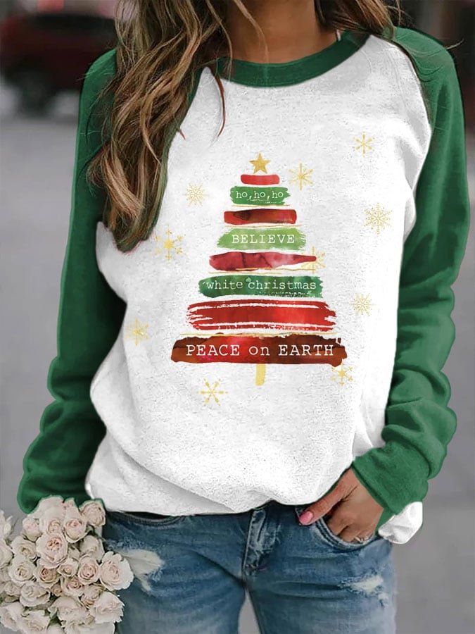 Women's Art Christmas Tree Casual Sweatshirt