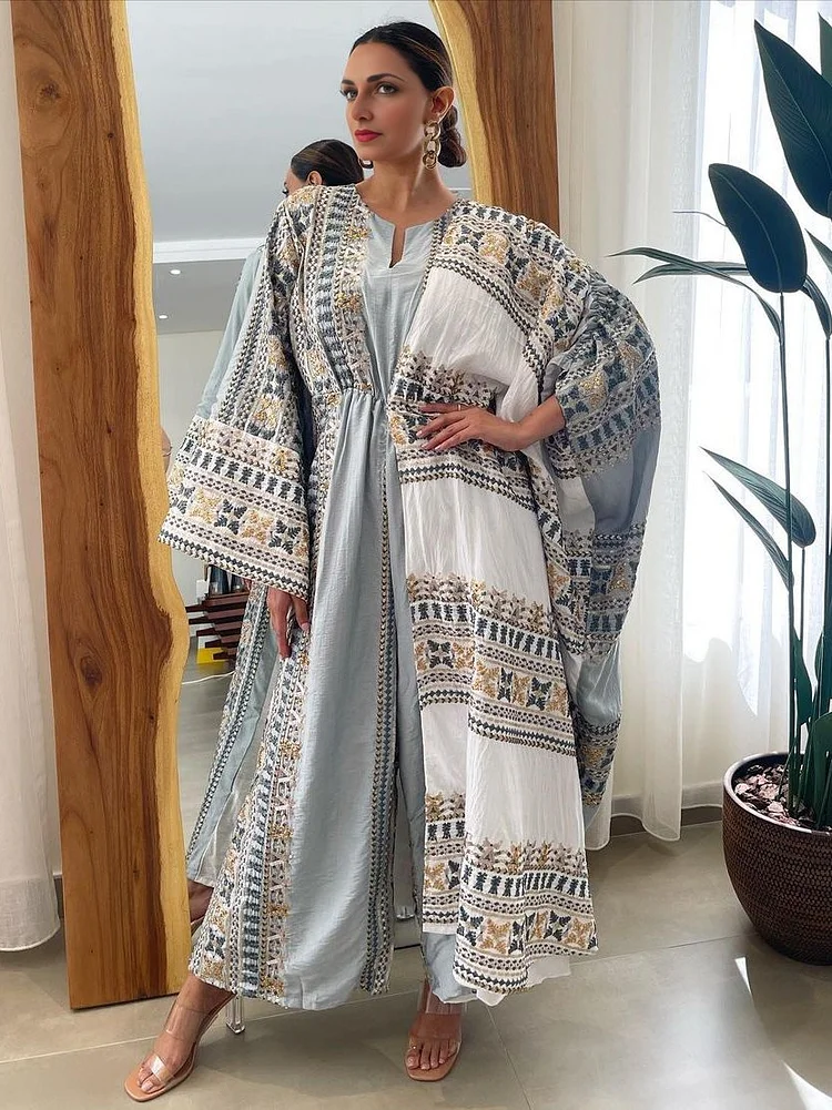 Elegant Ethnic Print Long Sleeve Jumpsuit