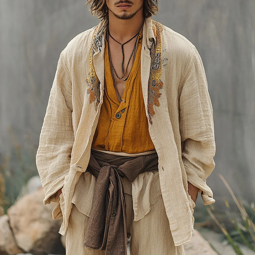 Minimalist Bohemian Linen Cardigan-inspireuse