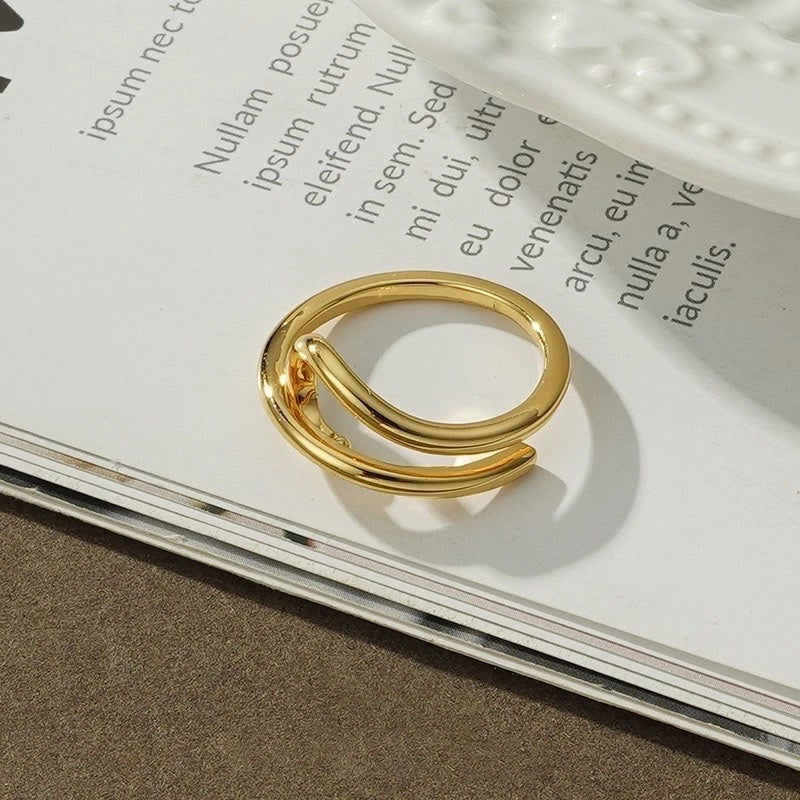 Minimalist Cool Style Semicircle Round Square Gold Plated Silver Plated Zircon Metal Copper Open Rings