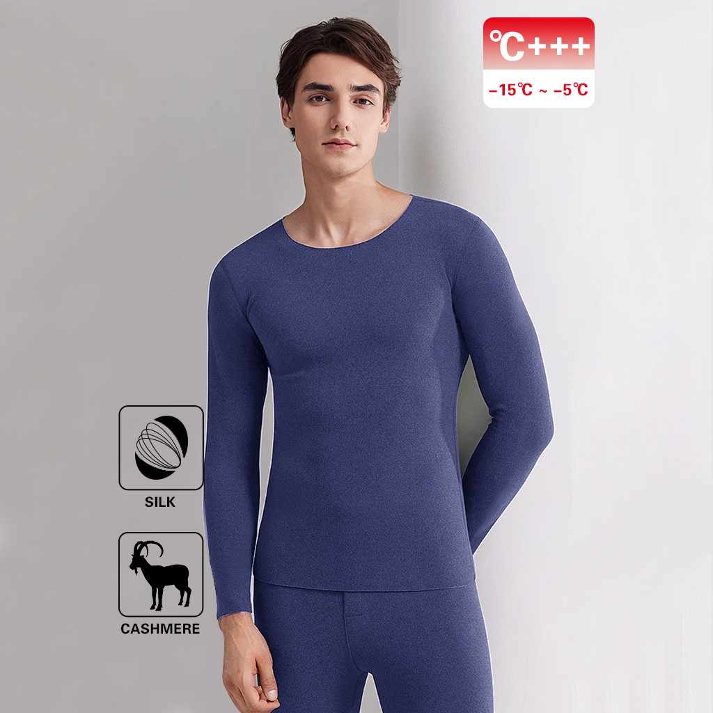 350g Men's Seamless Silk Cashmere Thermal Underwear Set REAL SILK LIFE