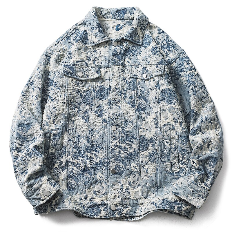 spring Oversize Vintage Denim Jacket Men Embossment Cowboy Baggy Coat Fashion Korean Street Cotton Jean Outerwear Clothing Male