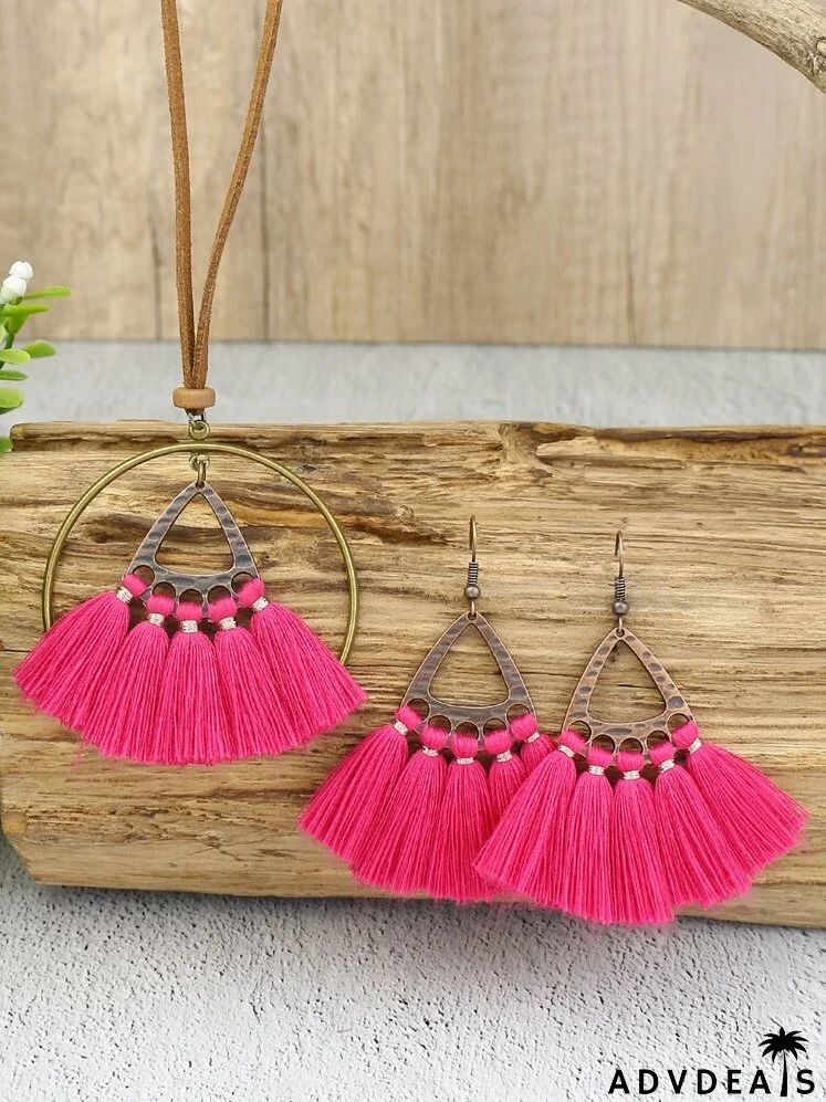 Tassel Charm Necklace & Earrings