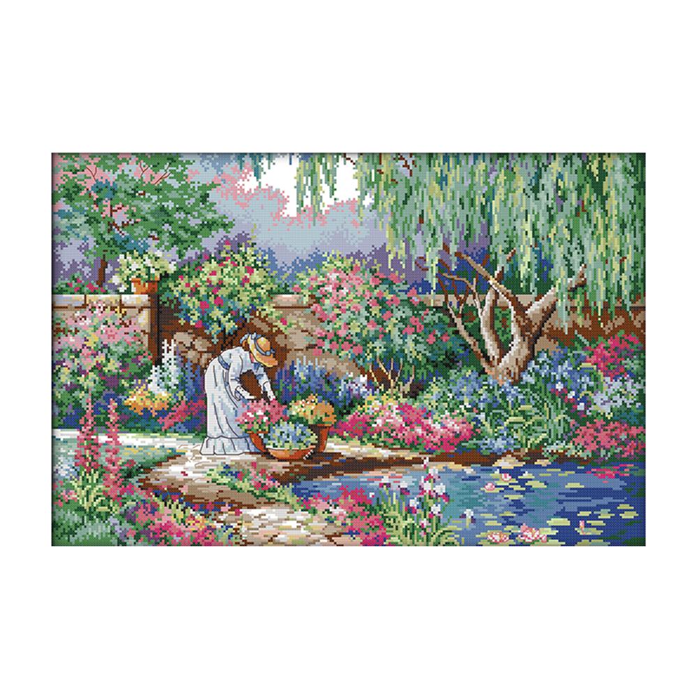 

Garden Girl - 14CT Stamped Cross Stitch - 54*38cm, 501 Original