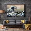 (US Only)Waves Printed Cross Stitch Kit 60x44cm DIY 11CT Thread Art Needlework Home Decor