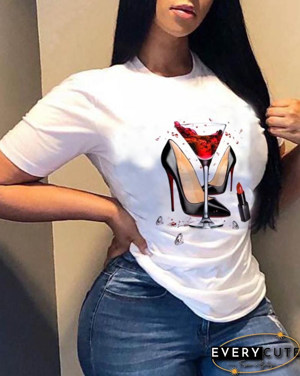 Graphic Print Short Sleeve Casual T-Shirt