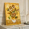 DIY Pearl Painting Sunflower Vase for Home Decor with Frame(30x20cm)