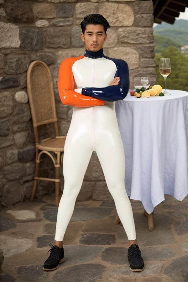 Man Latex Catsuits 'Raglan-Sleeved Color Block Oddity