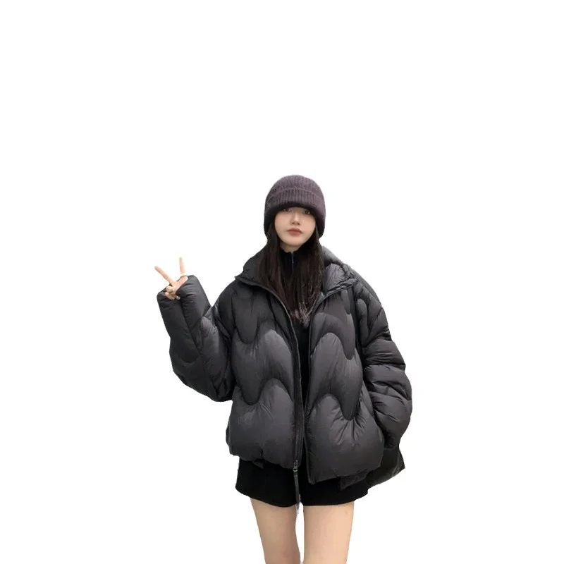Toloer Jiangnan Home Wave Down Jacket Female Short Money Standing Collar Add Thick Cloud Puff 90 White Duck Velvet Winter New Coat Tide-Outfit Ideas