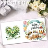 6pcs Diamond Painting Happy Birthdays Cake Greeting Card with Envelope for Family Friends Holiday Gift Congratulations