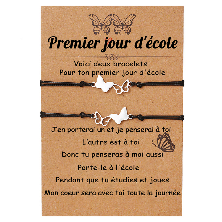 2PCS Ensemble de Bracelets Papillon - Cadeau Rentrée Scolaire Premier jour d’école Jessemade FR