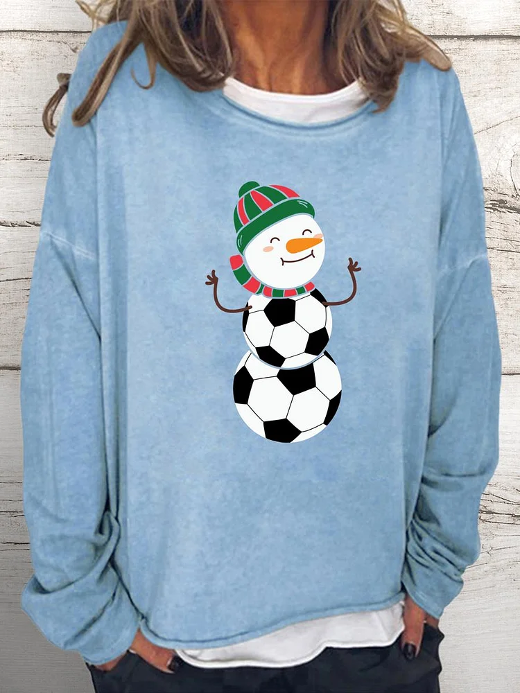 Football Snowman Women Loose Sweatshirt-0020001