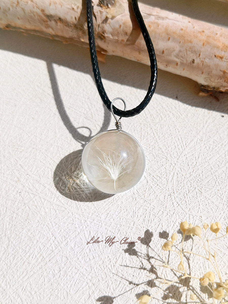 Dandelion Crystal Ball Pendant Necklace MIXICHIC