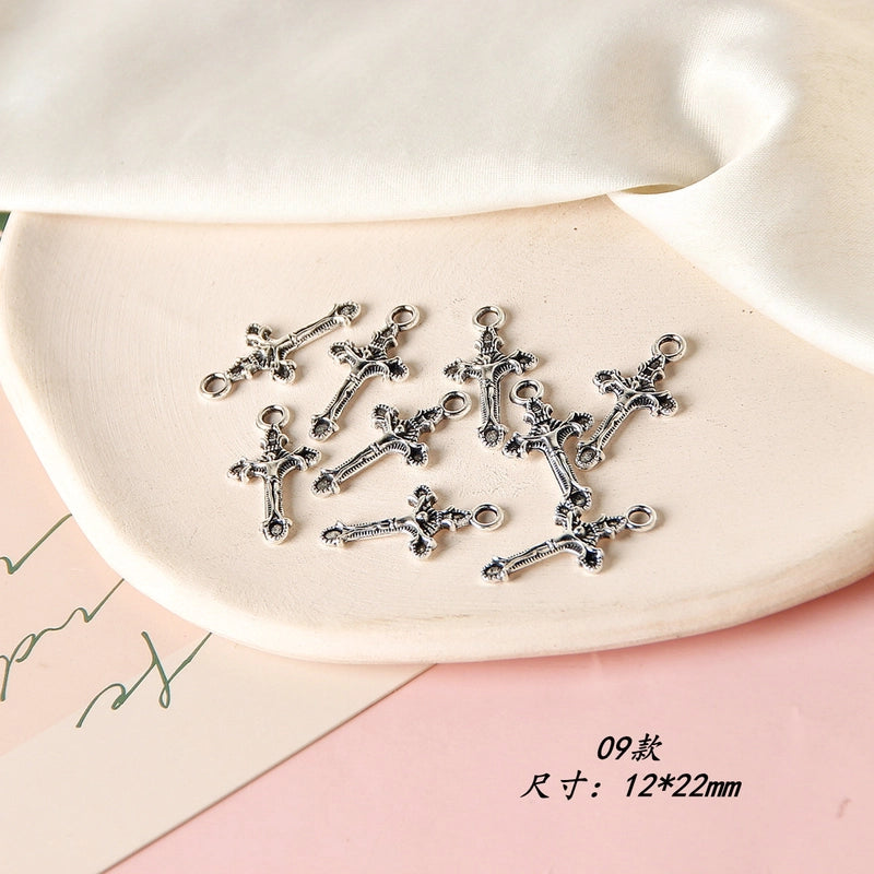 10 PCS/Package 8 * 20mm Alloy Cross Polished Pendant Jewelry Accessories
