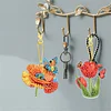 15Pcs Flowers DIY Double Sided Diamond Painting Keychain Kits for Beginners