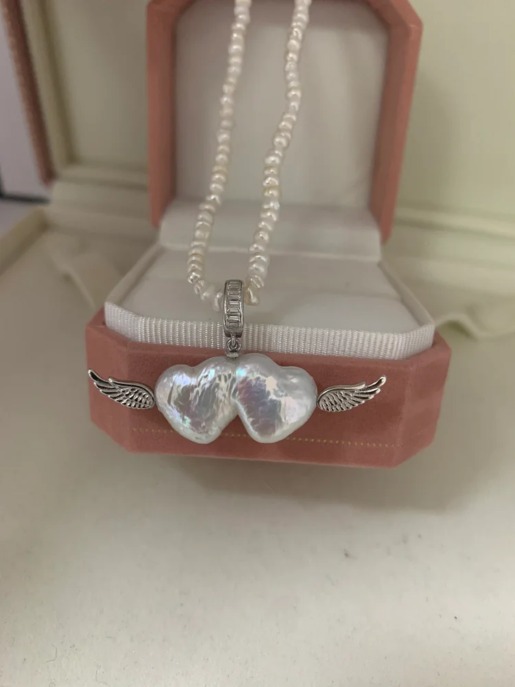 TINA PEARL Heart of two pearls s925, freshwater pearl free shipping