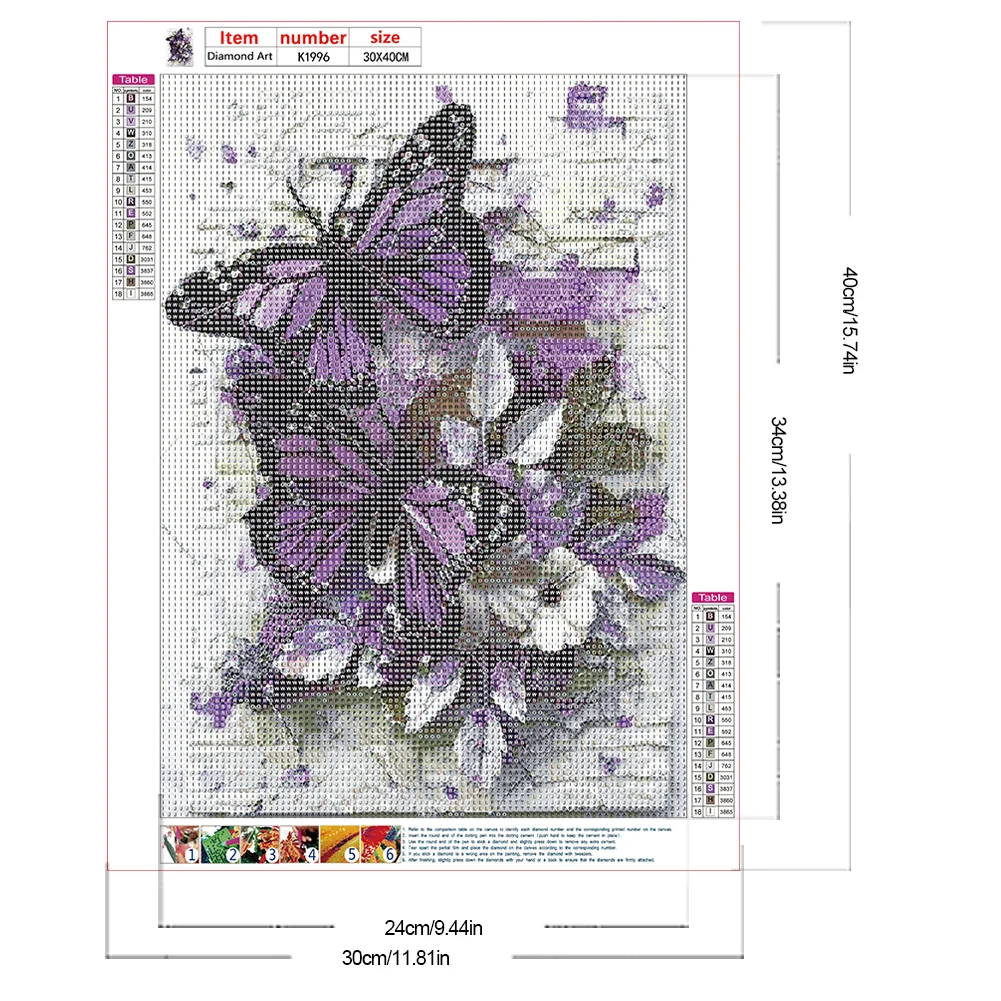 4pcs Diamond Painting - Full Round Drill - Butterfly(Canvas|30*40cm)