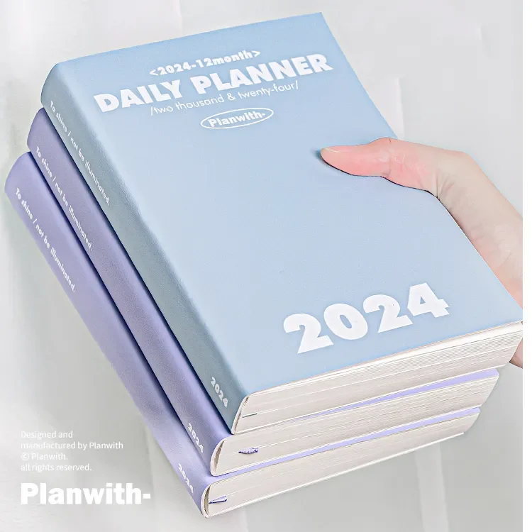 Vintage A4 2024 Daily Planner With Pen Pockets 