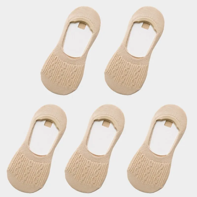 Candy Color Invisible Non-slip Low Cut Socks Fashion Women Casual Cotton Breathable Ankle Boat Socks 5Pairs
