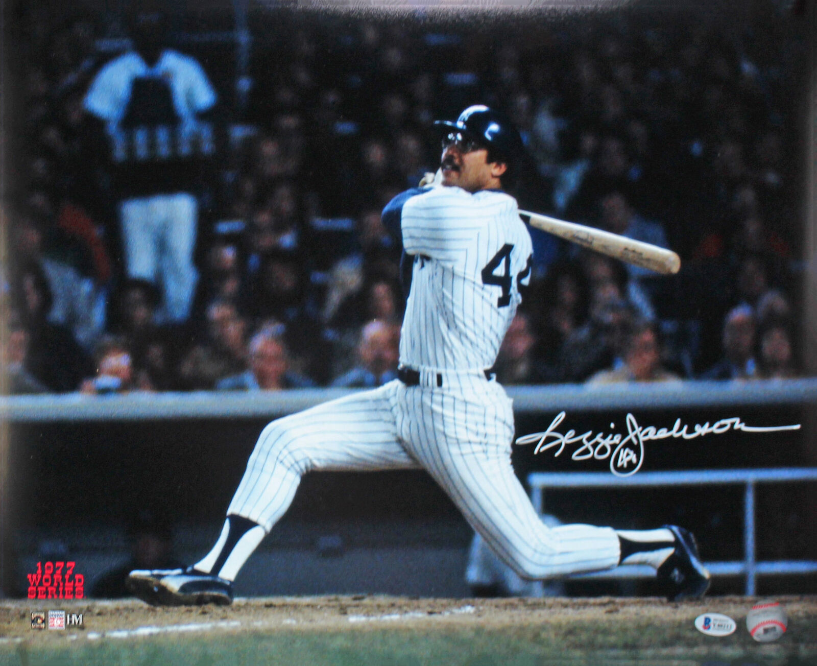 Yankees Reggie Jackson Authentic Signed 16x20 1977 World Series Photo Poster painting BAS