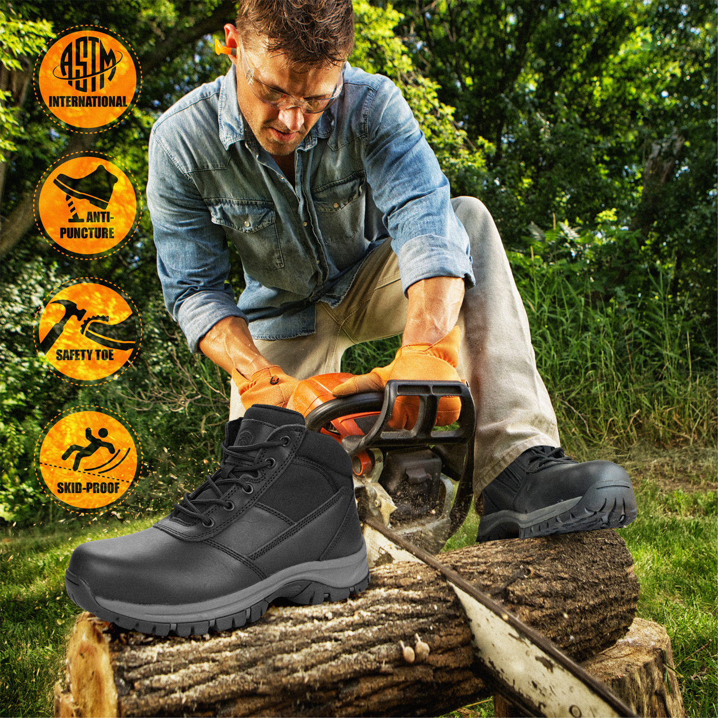 Men's Steel Toe Waterproof Non Slip Kevlar Puncture Men's Steel Toe Waterproof Non Slip Kevlar Puncture