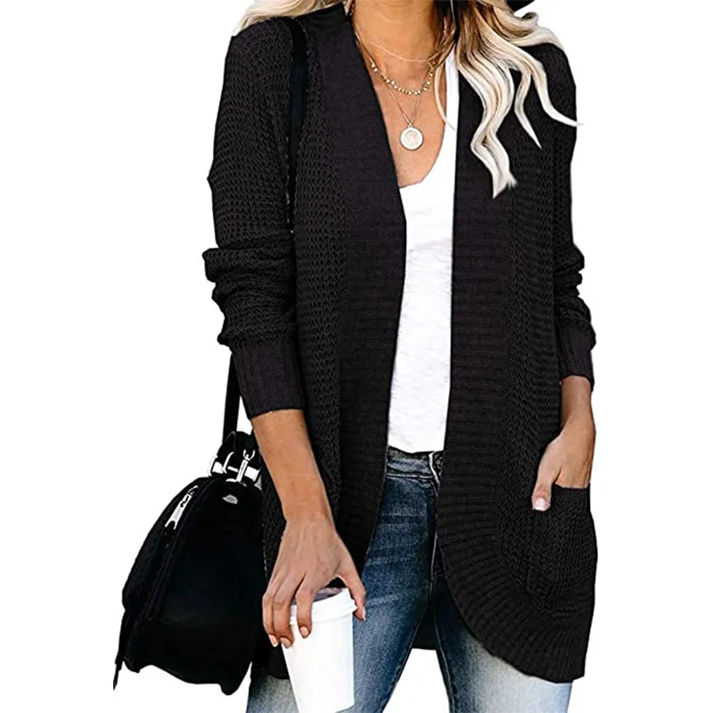 Uveng Uveng Exclusively For The Autumn And Winter New Ladies Fashion Long Sleeve Pocket Sweater Knit Cardigan