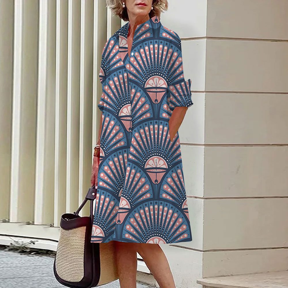 Monroewheels fairy dress short Women Lapel Button Shirt Dresses White & Black Flower Printed Dress Loose A-Line Long Skirts Spring & Summer Casual Beach Party