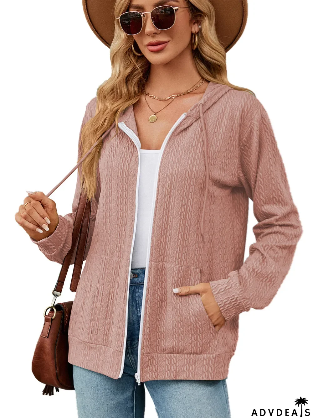 Women's Striped Stitching Solid Color Long Sleeve V-neck Coat