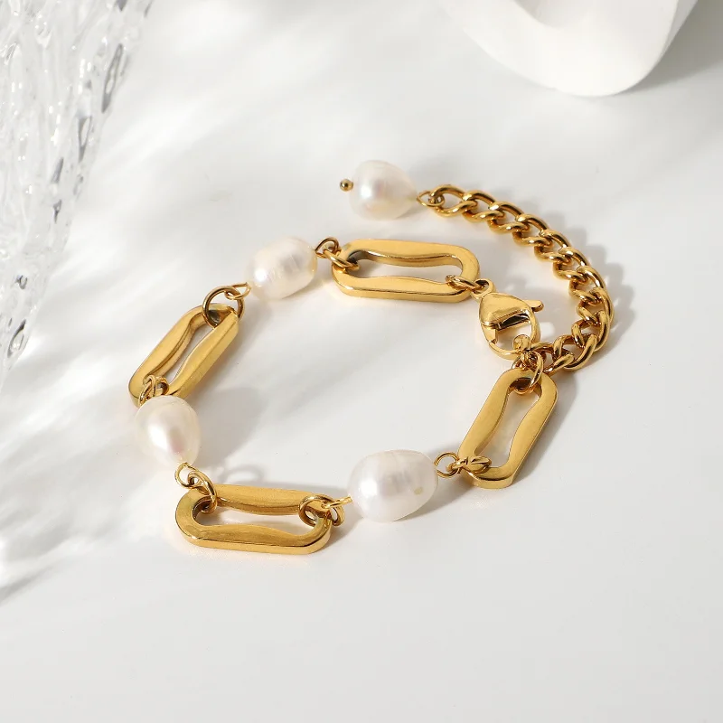 18K Gold Plated Baroque Freshwater Pearl Bracelet