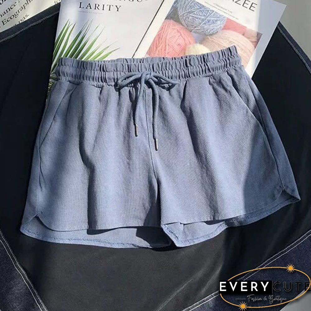 Women Shorts Summer Casual Solid Drawstring Shorts High Waist Loose Shorts For Girls Soft Cool Female Short S-3XL