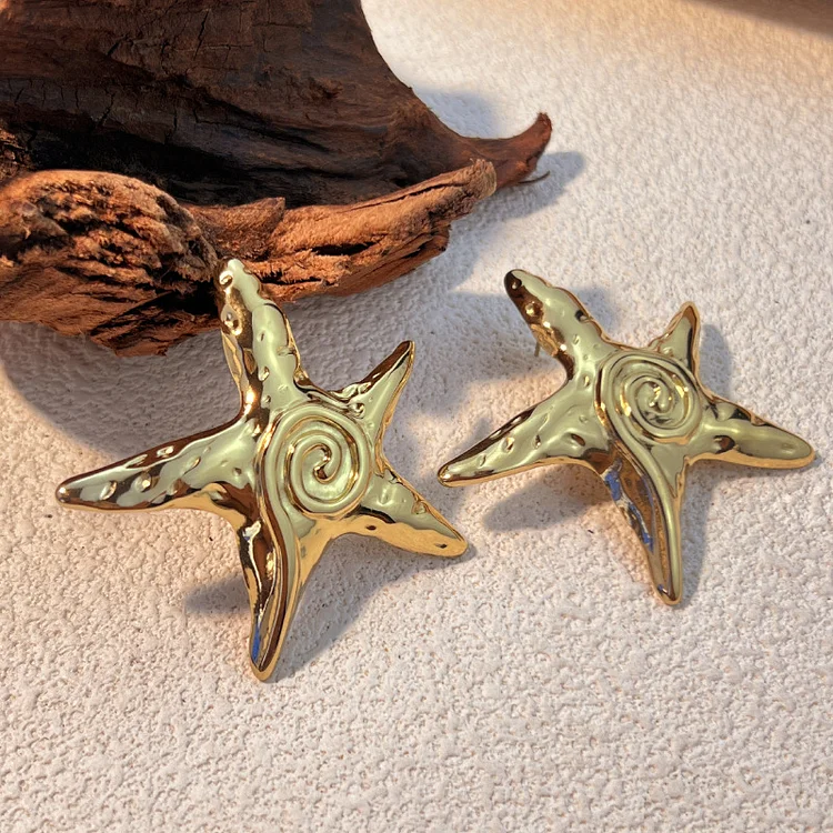 Retro Exaggerated Starfish Earrings