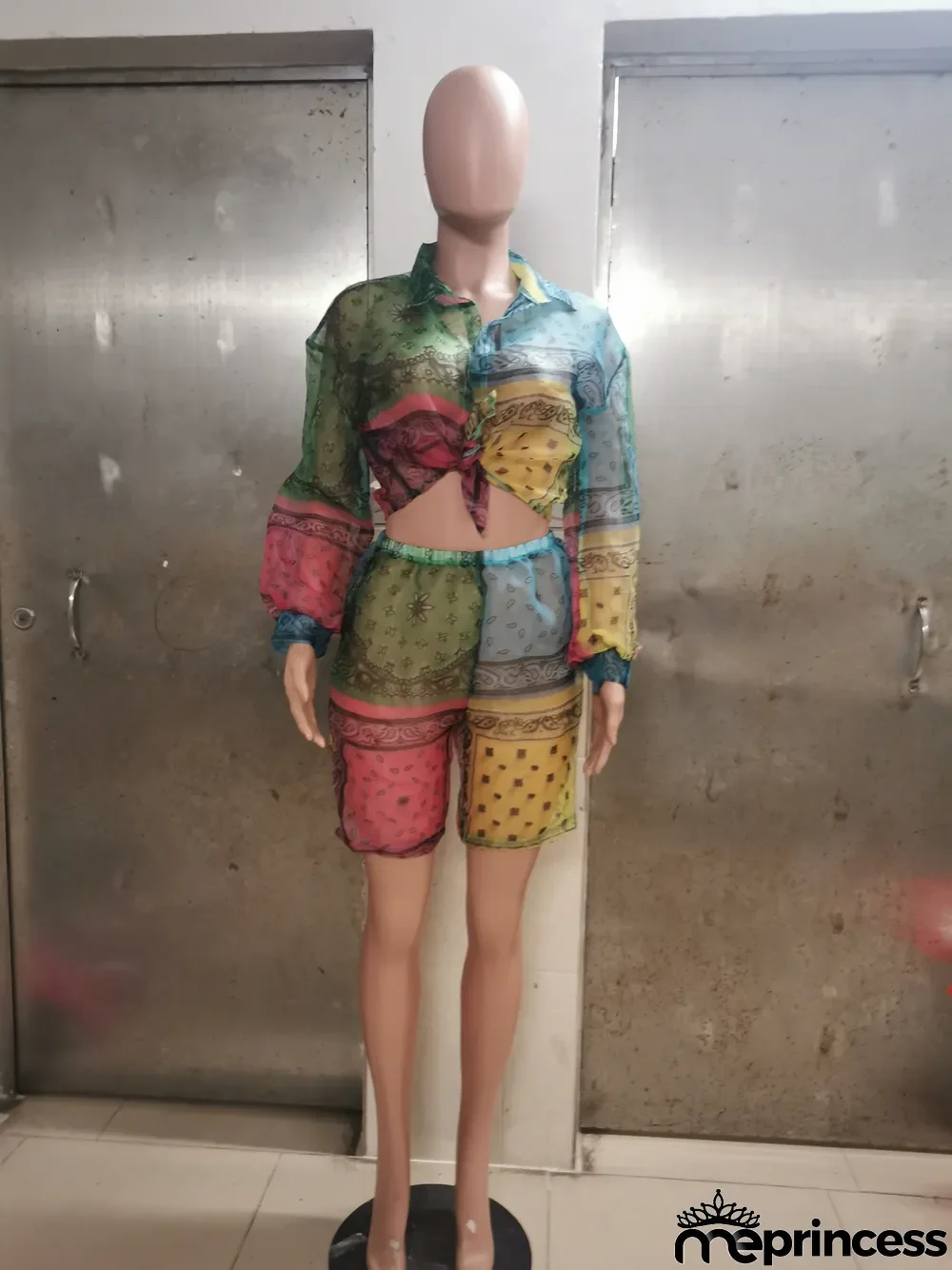 Summer Party Print Colorful Crop Top and Shorts Matching Set