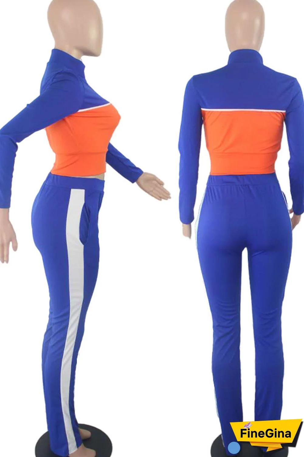 Grey Casual Sportswear Solid Patchwork Zipper Long Sleeve Two Pieces