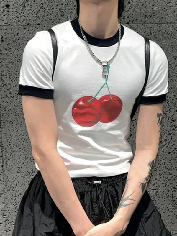 Aonga - Mens Cherry Print Short Sleeve T-shirt
