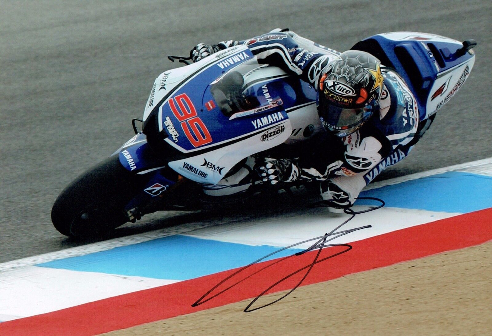 Jorge LORENZO 2016 SIGNED 12x8 Yamaha Race Action Photo Poster painting AFTAL COA Autograph