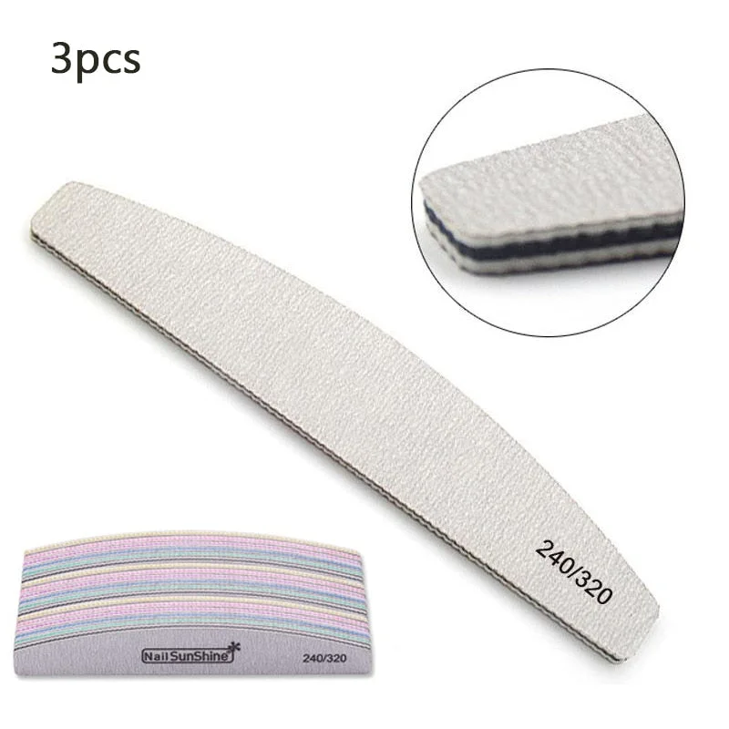 3/5/10Pcs Professional Nail File Sandpaper Strong Thick 100/180 Nail Files Buffer For Manicure Sanding Half Moon Lime Nail Tools-Nail Inspo