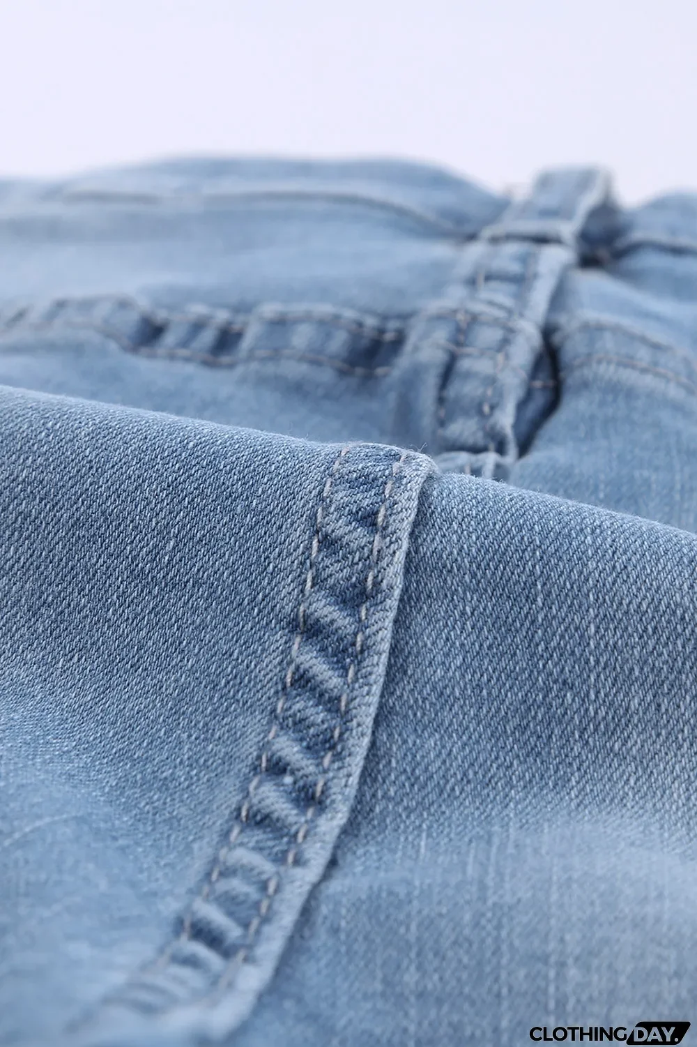 Light Blue Frayed Hem Denim Shorts