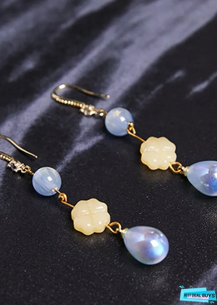 Stylish Lake Blue Water Droplet Acrylic Drop Earrings